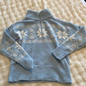 Cozy Blue and White Snowflake Turtleneck Sweater
